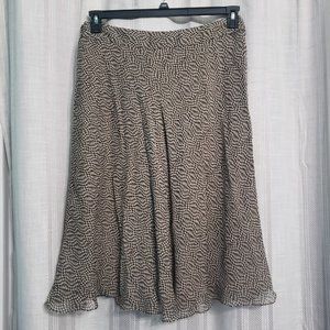 Jones New York Brown and White Patterned Silk Skirt Size 16